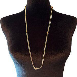 Vintage Avon Necklace SP Double Chain Knotted 31 Inch Length